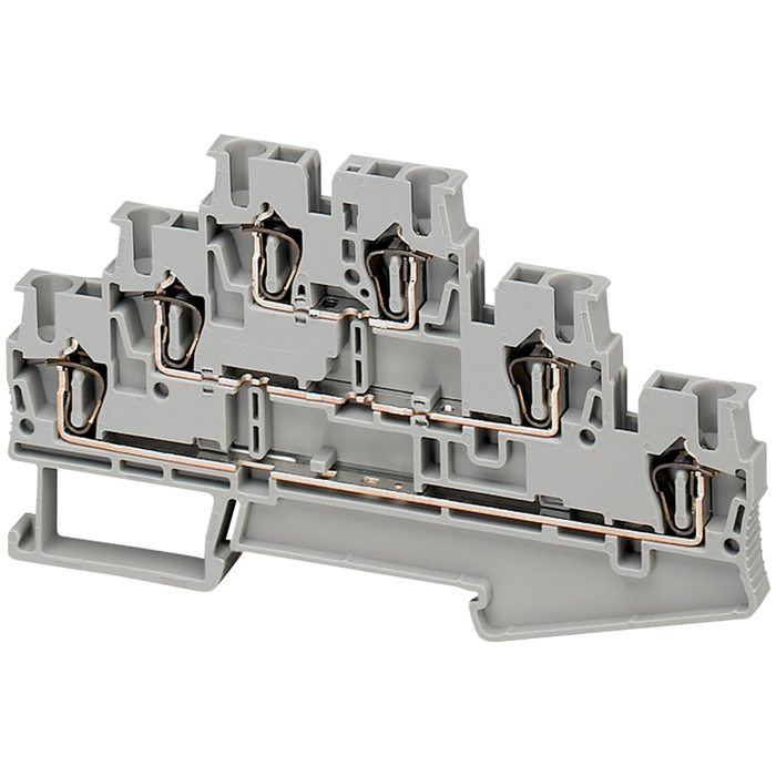 NSYTRR26T - Terminal block, Linergy TR, spring type, feed through, 3 levels connected, 6 points, 2.5mm², grey, set of 50