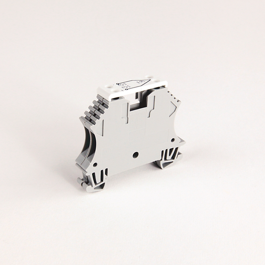 1492-JT3M - 1492-J IEC Terminal Block, Three-Circuit Feed-Through Block, 4 mm (# 22 AWG - # 12 AWG) or 2.5 mm (# 26 AWG - # 12 AWG), Ground Point, Gray (Standard)
