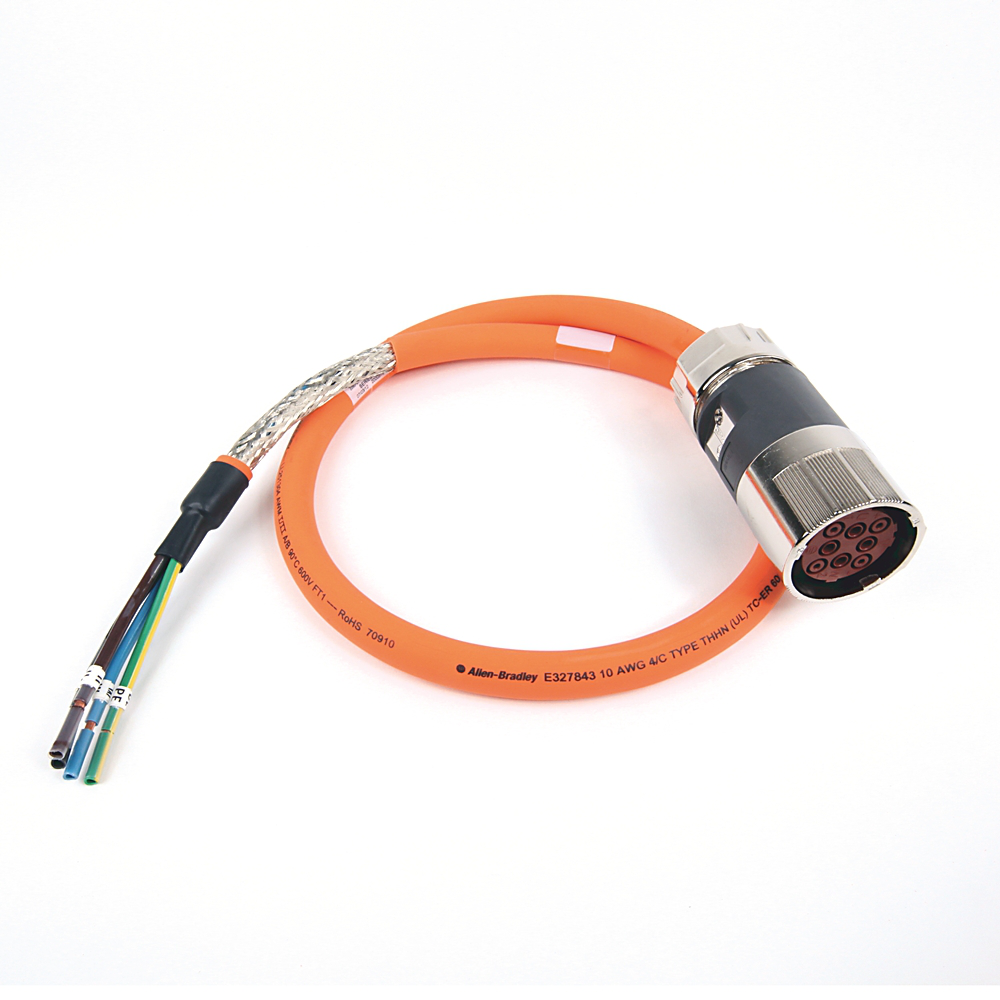 2090-CPWM7DF-10AA40 - SpeedTEC Cable, Motor Power Only, SpeedTec DIN Connector, Drive-end, Flying-lead, 10 AWG, Standard (Non-Flex), 40 Meters