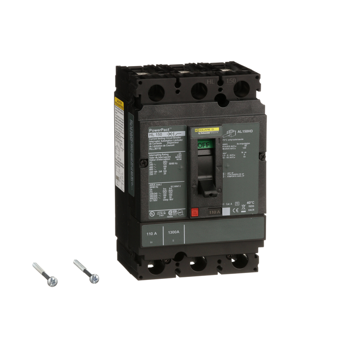 HLL36110 - Circuit breaker, PowerPacT H, 110A, 3 pole, 600VAC, 50kA, lugs, thermal magnetic, 80%