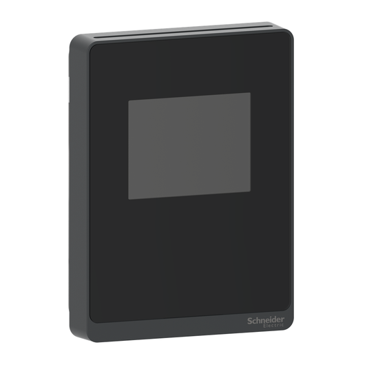 Sensor, serie SpaceLogic SLP, calidad del aire, CO2, humedad, temperatura, ambiente, pantalla táctil a color, BACnet MSTP/Modbus, carcasa negra óptima