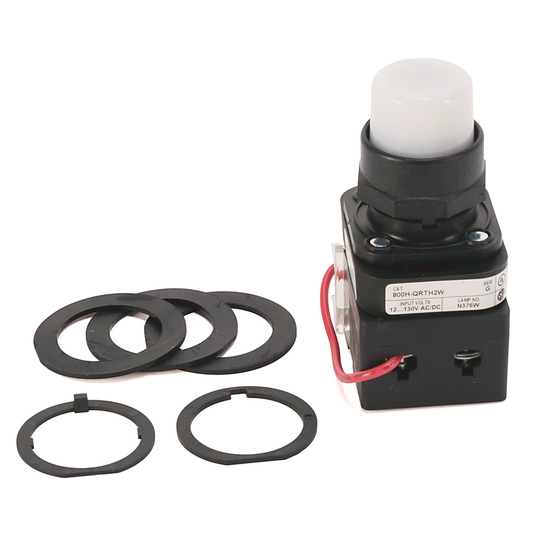 800H-QRTH2WAY - Luz piloto LED blanca de 30,5 mm, tipo 4/4X/13, 12-130 V CA/CC, 1 NA - 1 NC, interruptor apilable sellado