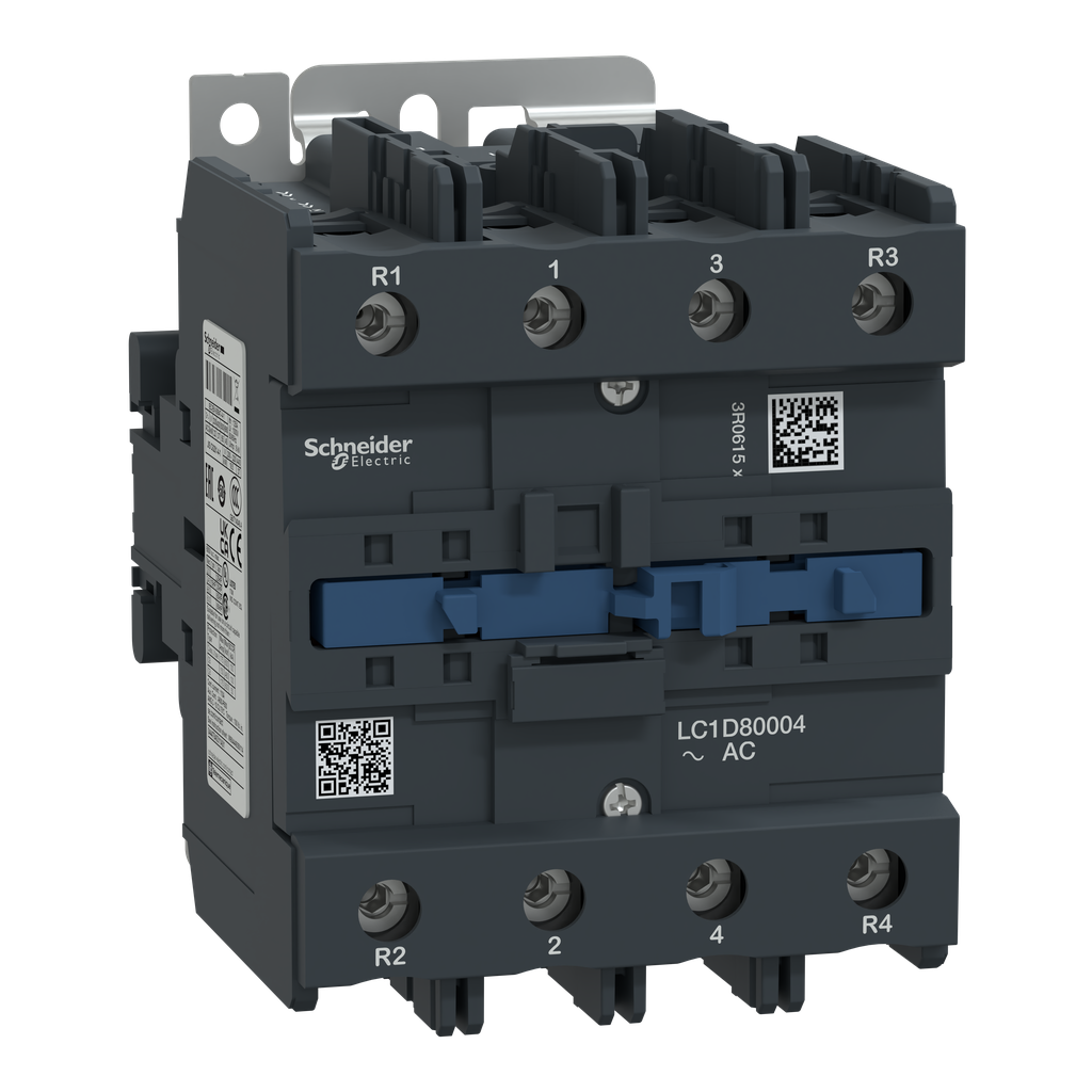 LC1D80004F7 - Contactor IEC, TeSys Deca, no inversor, resistivo de 125 A, 4 polos, 4 NA, bobina de 110 V CA 50/60 Hz, estilo abierto