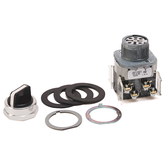 800T-N9KP4B - 800T 4 Position, Knob/Wing Lever,, White, Std. Knob Spring Rtn P4-P3, Cam and Contact Blocks, 4 Position