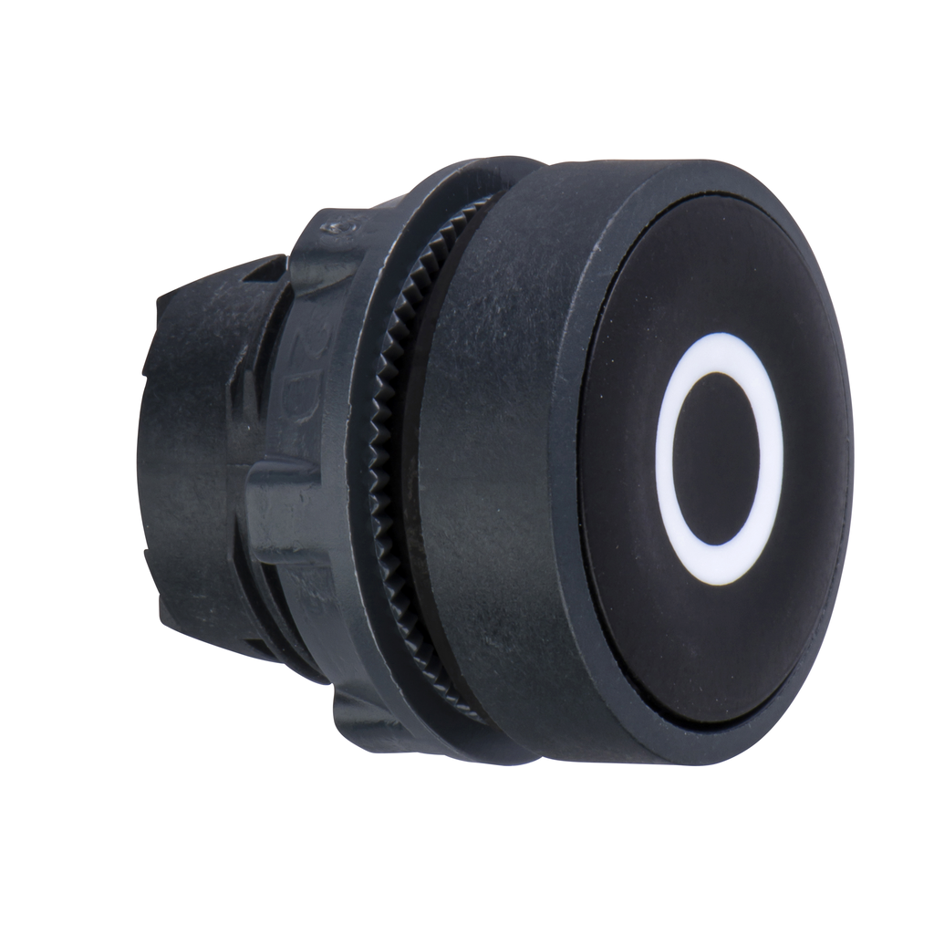 ZB5AA232 - Cabezal para pulsador no iluminado, Harmony XB5, empotrado negro, 22 mm, retorno por resorte, marcado O en blanco