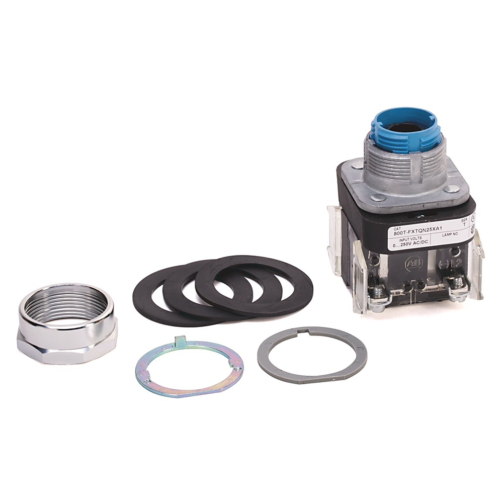 800T-FXTQH2BA1 - 30.5mm Type 4/13 2 Pos. PB-Illum., Push-Pull/Twist, Blue, Mushrm Hd, LED, 12-130V AC/DC, 1 NCLB-1 NO