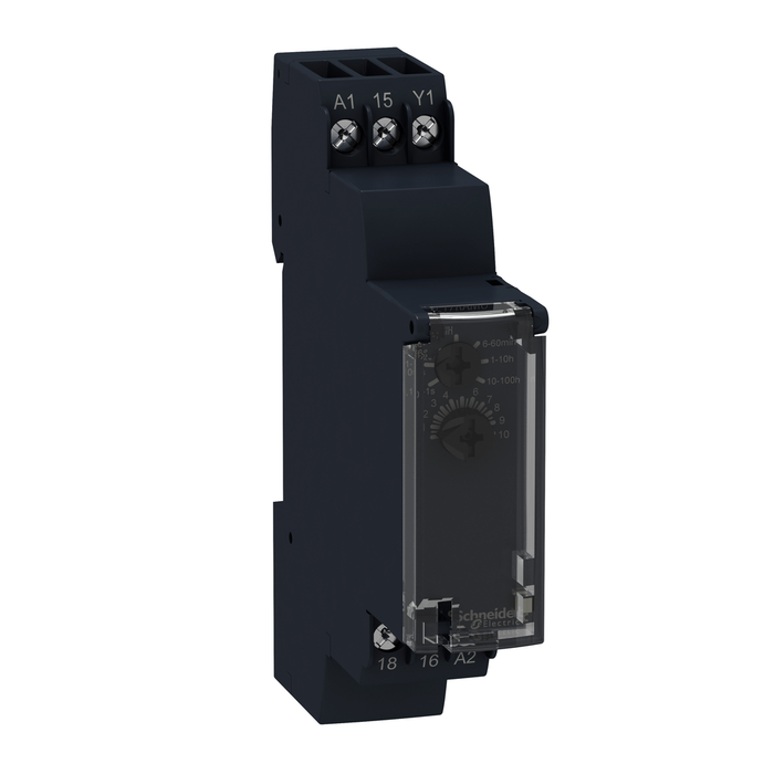 RE17RAMU - Harmony, Modular timing relay, 8 A, 1 CO, 1 s..100 h, on delay, 24 V DC / 24...240 V AC/DC