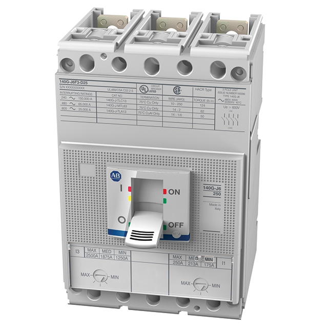 140G-J2F3-D20-SD - 140G - Molded Case Circuit Breaker, J frame, 25 kA, T/M - Thermal Magnetic, 3 Poles, Rated Current 200 A, Shunt Trip 110...127V AC/110...125V DC