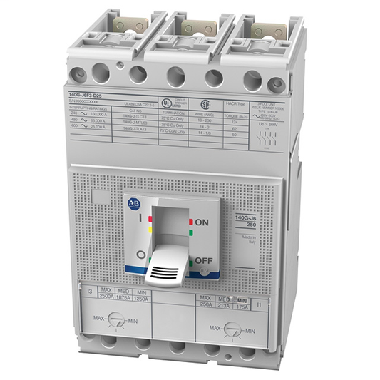 140G-J6F3-D25-SD - 140G - Molded Case Circuit Breaker, J frame, 65 kA, T/M - Thermal Magnetic, 3 Poles, Rated Current 250 A, Shunt Trip 110...127V AC/110...125V DC