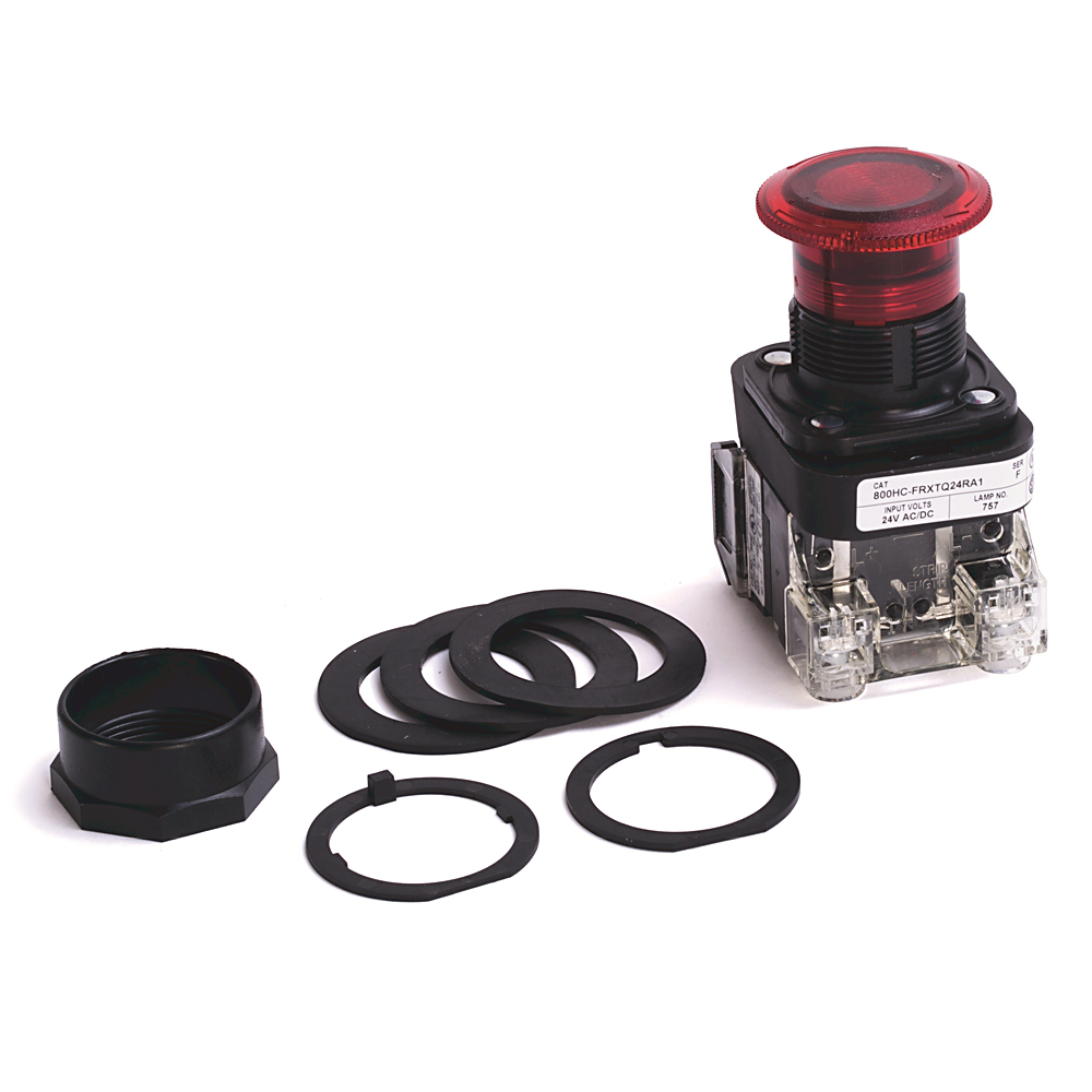 800HC-FRXTQ24BA1 - 30,5 mm, tipo 4/4X/13, 2 pos., PB-Illum., Push-Pull/Twist, azul, cabeza tipo hongo, incandescente, 24 V CA/CC, 1 NCLB-1 NO, protección para los dedos