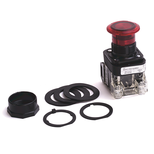 800HC-FRXTQ24BA1 - 30,5 mm, tipo 4/4X/13, 2 pos., PB-Illum., Push-Pull/Twist, azul, cabeza tipo hongo, incandescente, 24 V CA/CC, 1 NCLB-1 NO, protección para los dedos