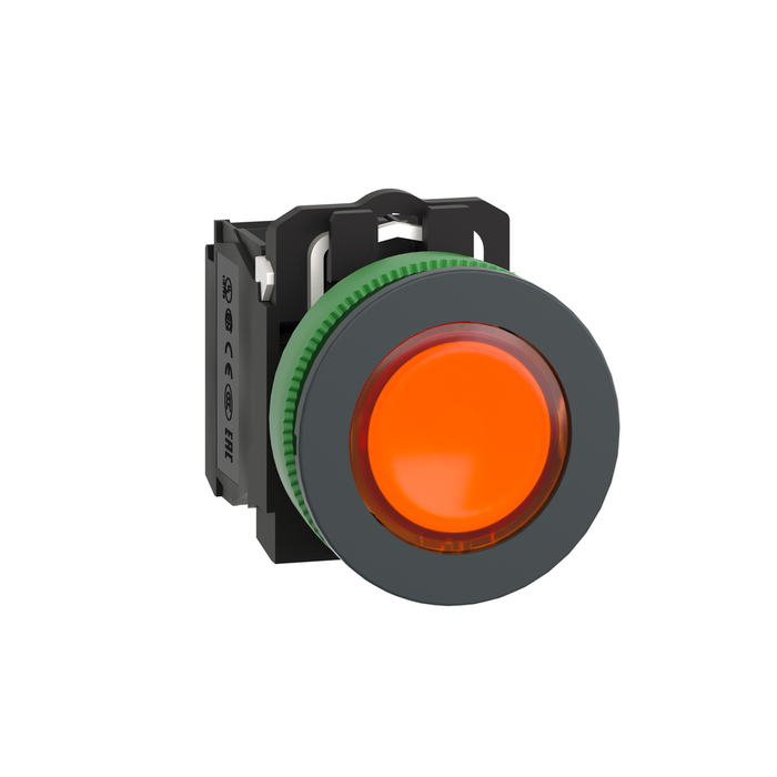 XB5FW35M5 - Illuminated push button, Harmony XB5, antimicrobial, plastic, orange, 30mm, universal LED, 1NO + 1NC, 230…240V AC