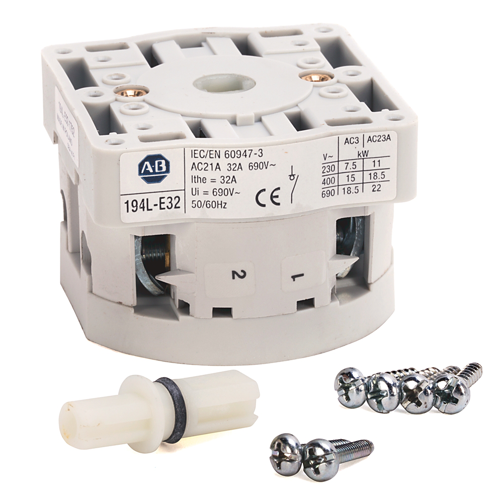 194L-E32-1752 - IEC Control and Load Switch, OFF-ON 90°, 32 Amp, 2 Poles, Front / Door