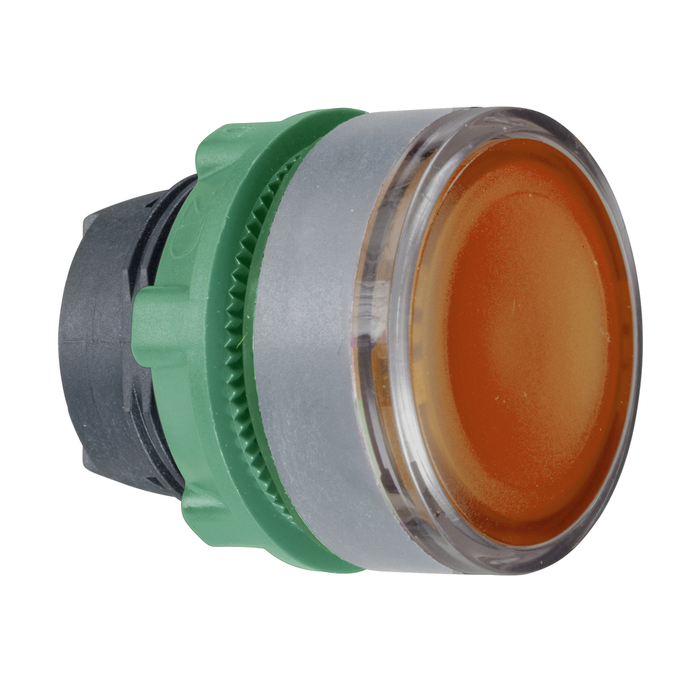 ZB5AH053C0 - Head for illuminated push button, Harmony XB5, grey bezel, orange flush, 22mm, universal LED, push-push