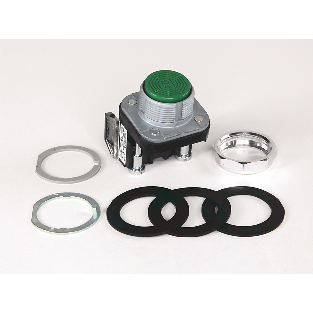 800TC-A7B - 30.5mm Type 4/13 Mom. Contact PB, Non-Illum., Blue, Flush Hd, 2 NO-2 NC, Finger Safe Guards