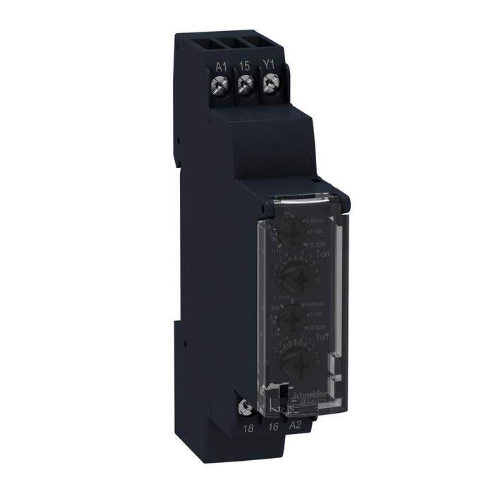 RE17LLBM - Modular timing relay, Harmony, 0.7A, 1s..100h, asymmetrical flashing, solid state output, 24...240V AC