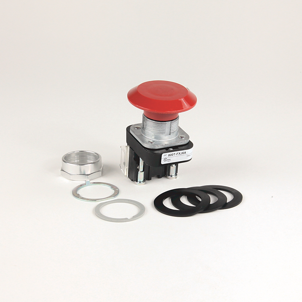 800T-FXJMPH16RA1 - 30.5mm Type 4/13 3 Pos Push-Pull PB-Illum., OUT/CNTR/IN-Mom/Maint/Maint, Red, Jumbo Mushrm Hd, LED, 120V AC 50/60 Hz, 1 NCLB-1 NO