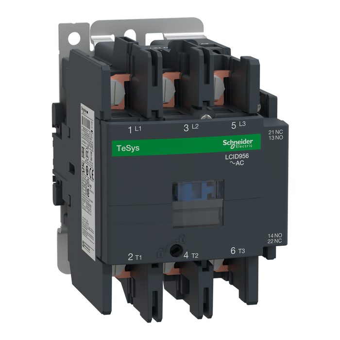 LC1D956K7 - IEC contactor, TeSys Deca, nonreversing, 95A, 60HP at 480VAC, 3 phase, 3 pole, 3 NO, 100VAC 50/60Hz coil, open style