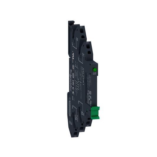 SSL1D101BDPR - Relé preensamblado, relés de estado sólido Harmony, 0,1 A, conmutación CC, conectores de resorte, entrada 16…30 V CC, salida 1…48 V CC