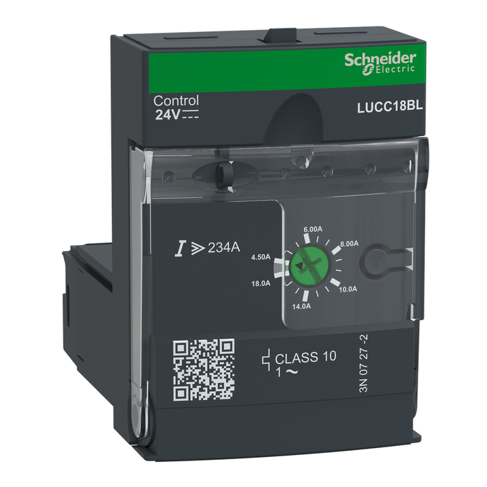 LUCC18BL - Advanced control unit, TeSys Ultra, 4.5A to 18A, 1P motors, protection & diagnostic, class 10, coil 24VDC