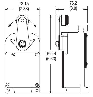 801-ASC25 - 801 General Purpose Limit Switch, Roller Lever Type, Snap Action, Spring Return, Type 3 Housing Style, Arrangement C