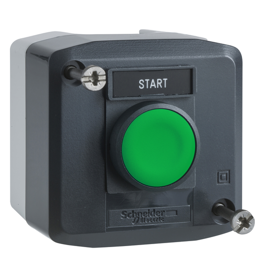 XALD101H29 - Complete control station, Harmony XALD, dark grey 1 green flush pushbutton Ø22 mm spring return 1 NO "Start"