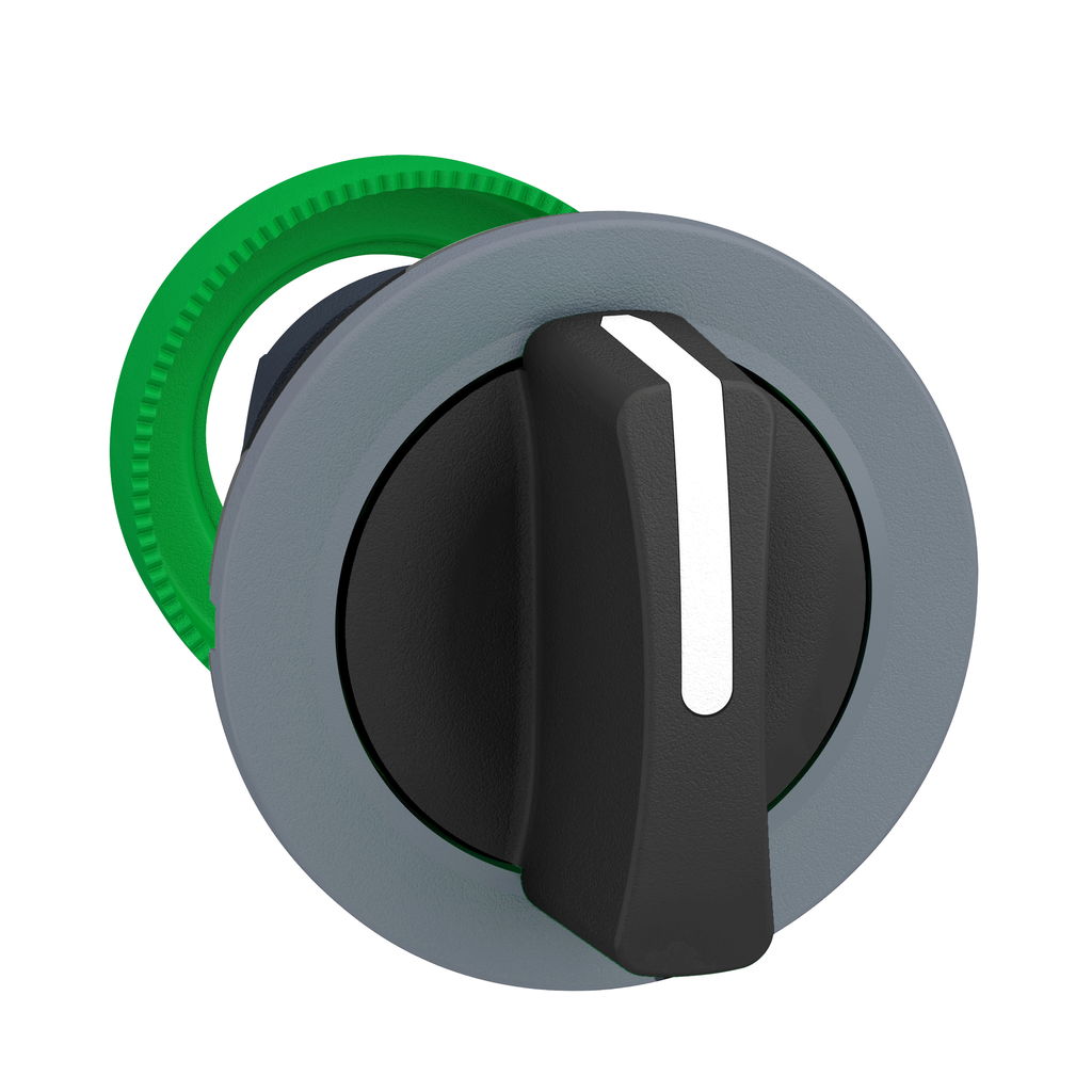 Harmony XB5, Cabezal selector empotrado, plástico, negro, Ø30, 3 posiciones, retorno por resorte de izquierda a centro, bisel gris