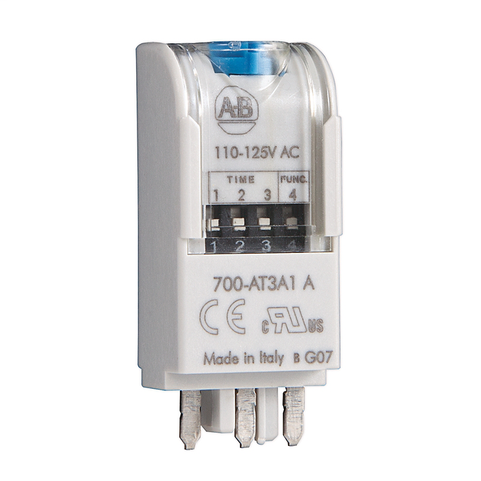 700-H General Purpose Accessories, Timing Module, On-Delay or One-Shot selectable voltage range: 230...240V AC used with sockets that accept plug-in accessory modules., 700-AT3A2